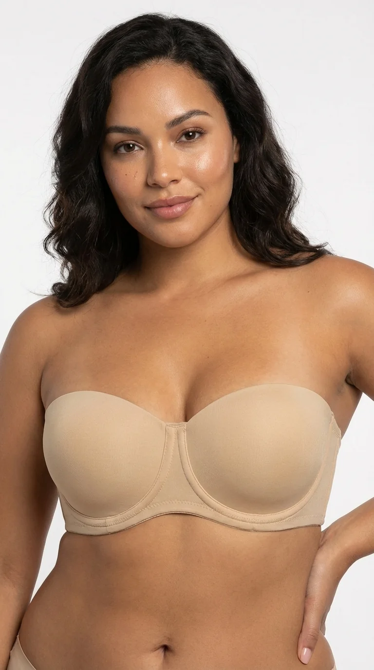 LunaIntim Nude Desteksiz Dolgusuz Straplez Sütyen Balenli ve Toparlayıcı Model - Balenli Detay